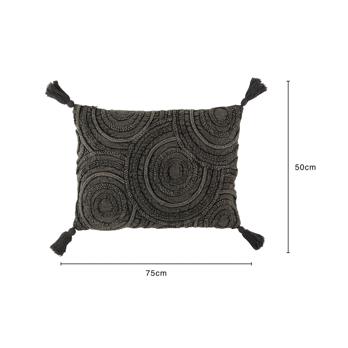 J-Line coussin Circle Rectangle - coton - gris foncé