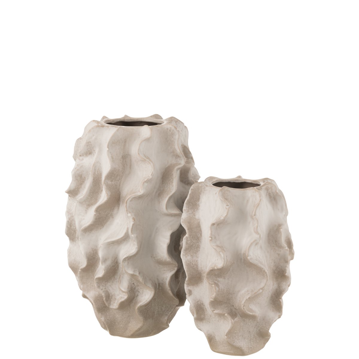J-Line Vase Abstract Waves Argile Beige Grand