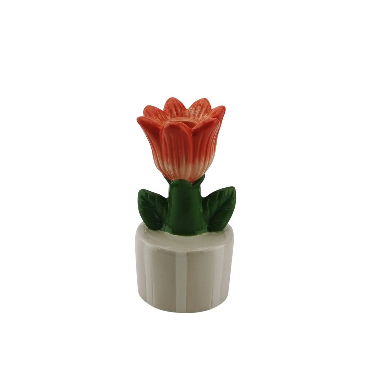 Bougeoir - Tulip - Stoneware- sable / orange- 9x8,5x17,5cm