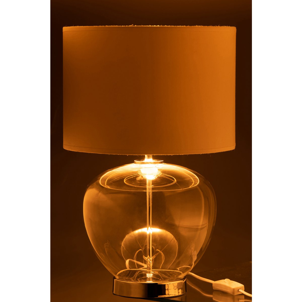 Lampe J-Line Verre Transparent/Textile Argent/Blanc