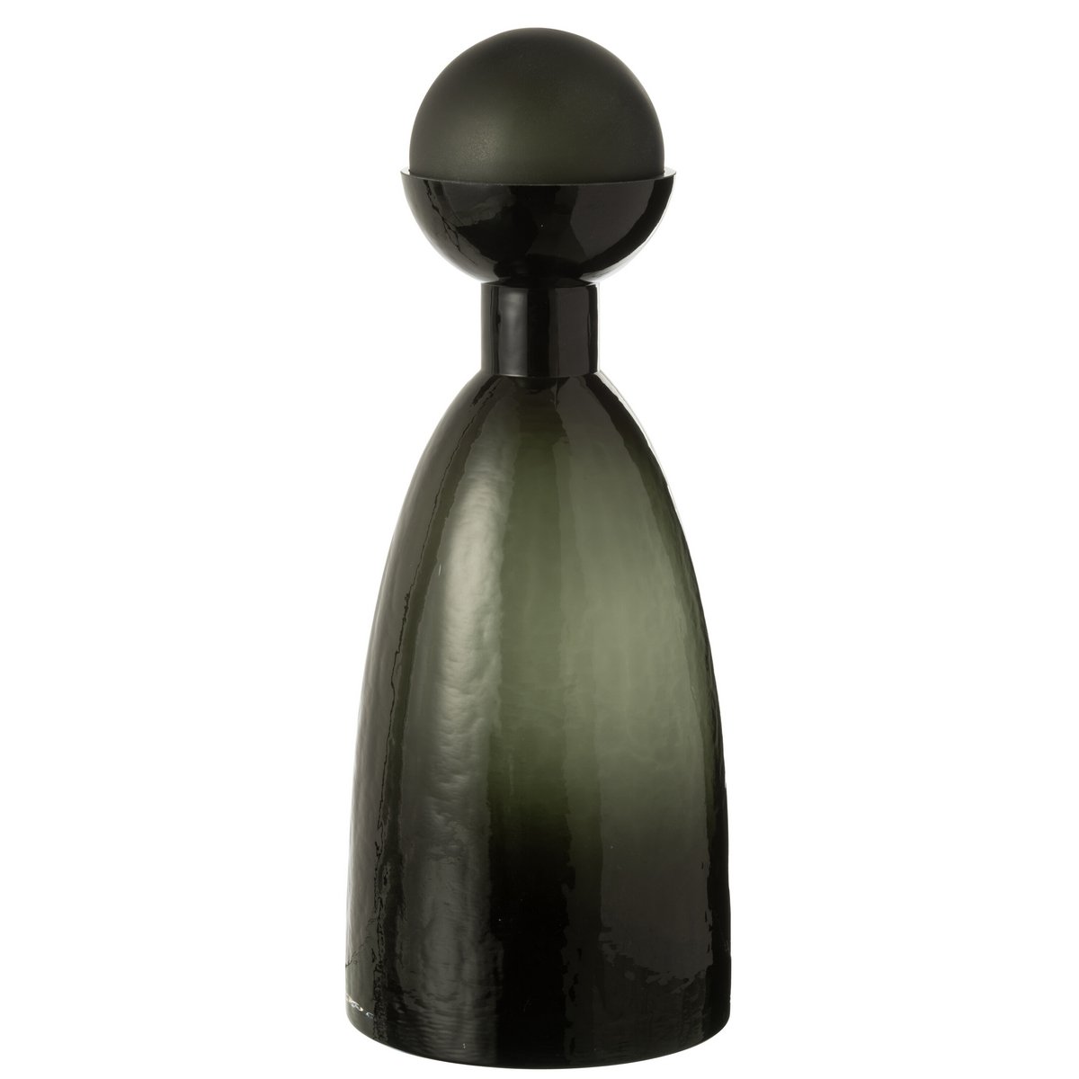 J-Line Vase Bouteille + Bouchon Adria Verre Vert Foncé Large