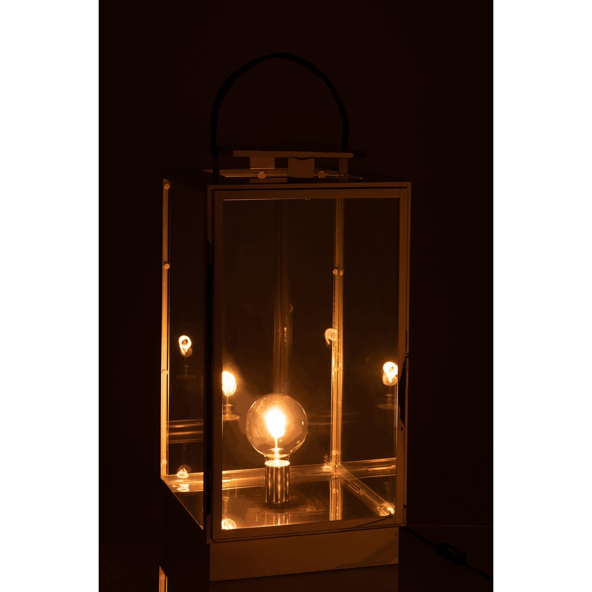 Lampe lanterne J-Line - métal/verre - argent
