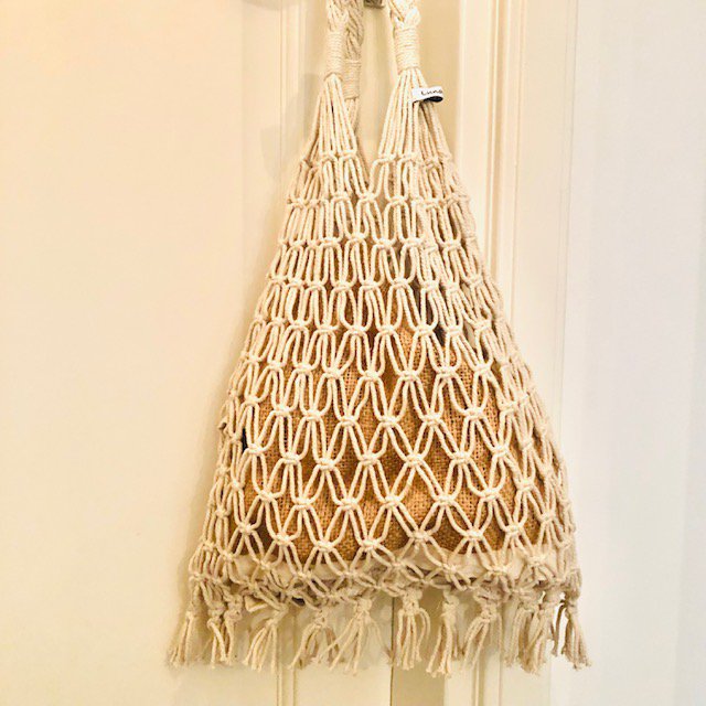 Sac Luna-Leena macramé blanc cassé - coton - fait main au Népal