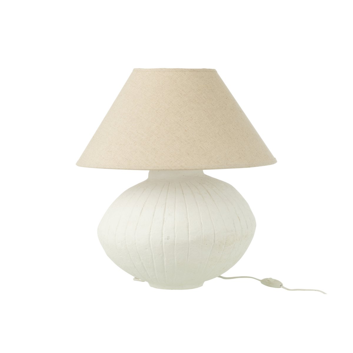 Pot de lampe J-Line + Kap Papier Mache Blanc