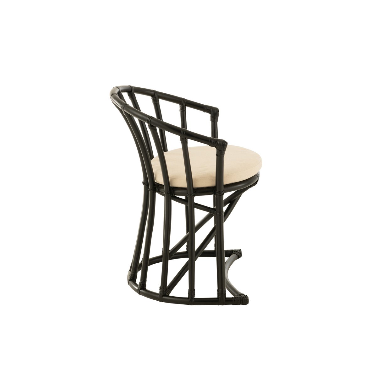 Chaise J-Line + coussin - jute/textile - noir/blanc