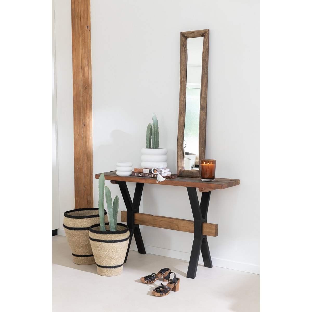 Console J-Line Bois Vieilli Marron