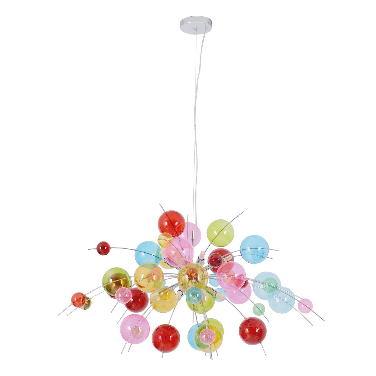 La lampe pendentielle "explosion" colorée en métal et en verre, versions G9, lampe suspendue pour salle à manger, salon, hall ou bureau, Øca. 98 cm