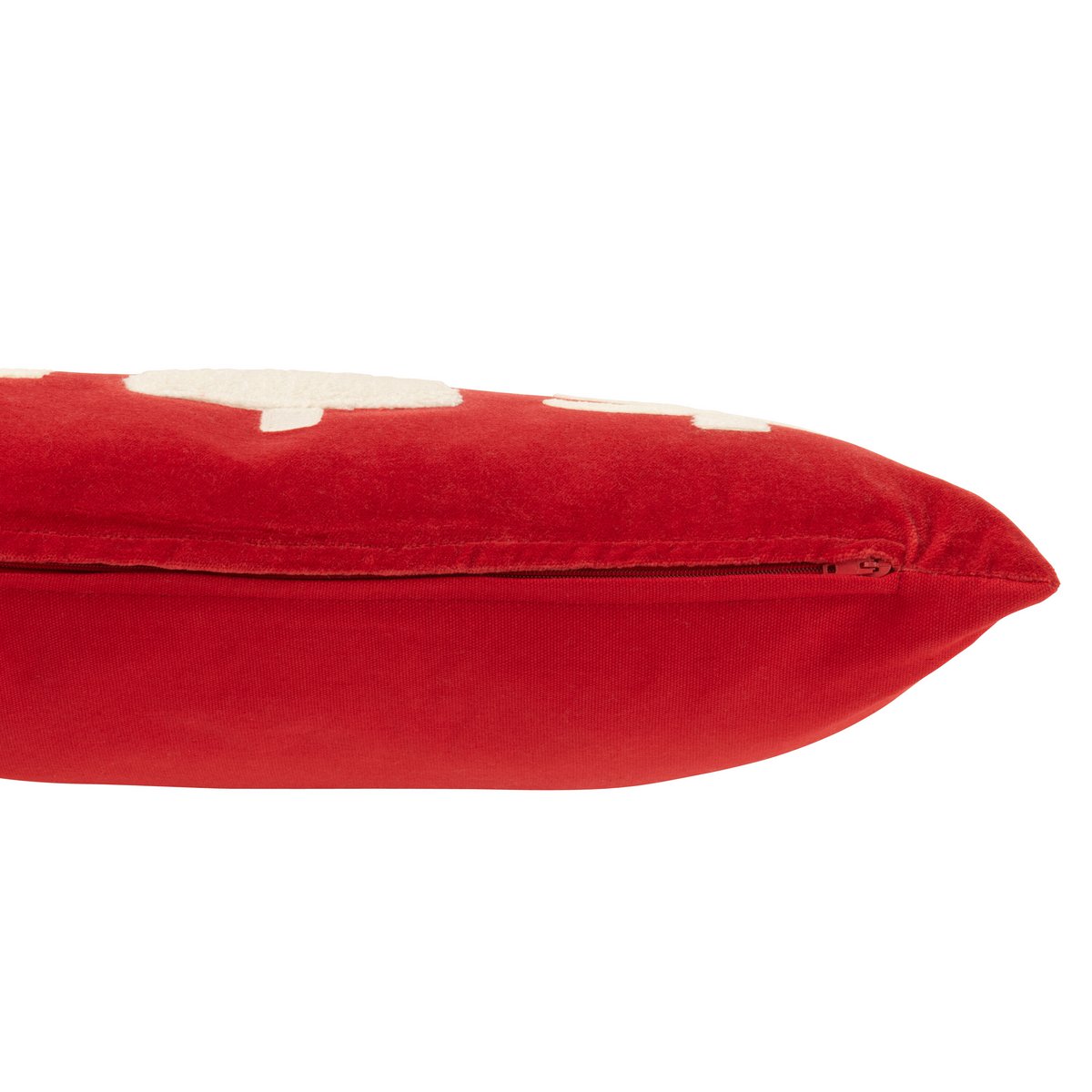 J-Line coussin Rectangle Sapins de Noël - velours - rouge/blanc