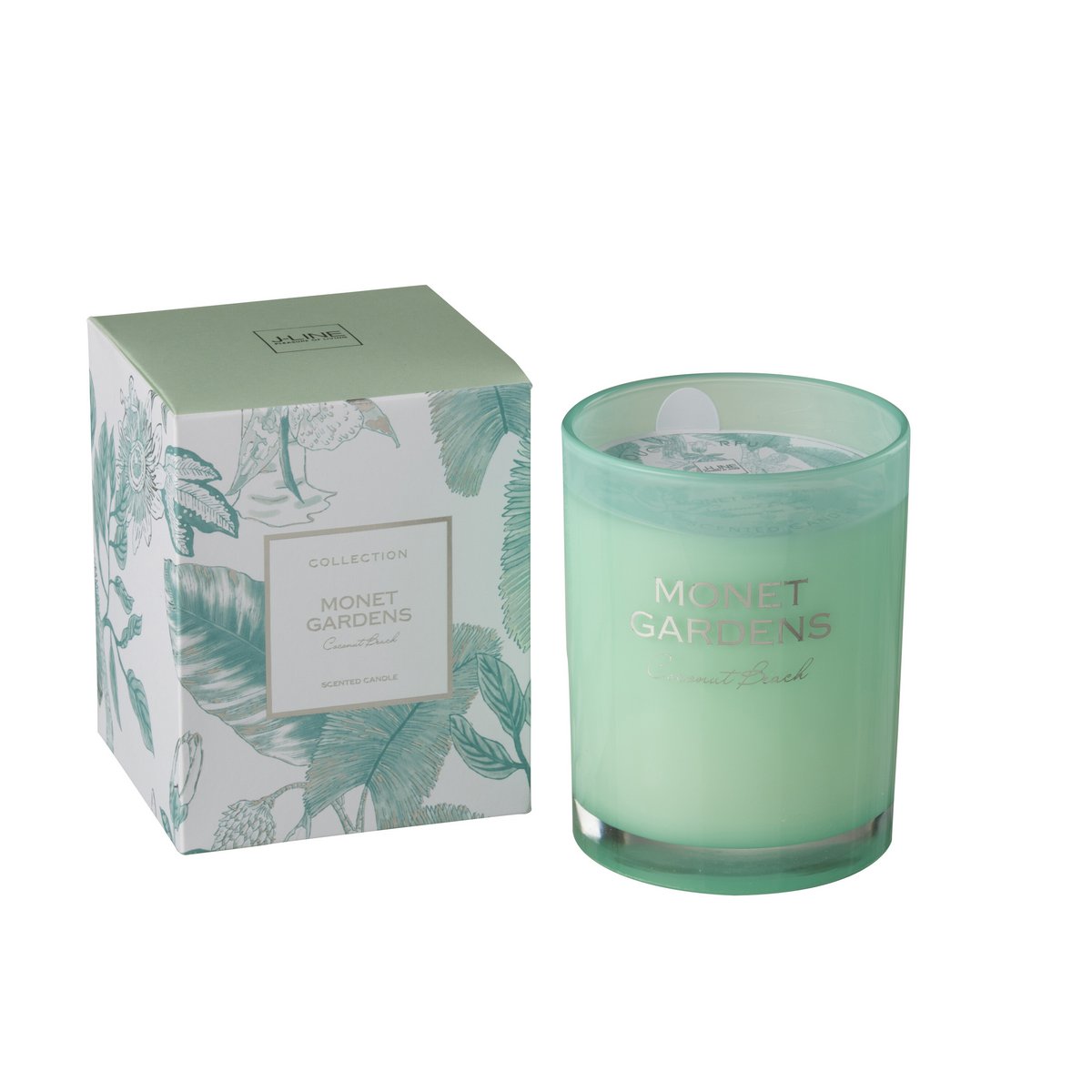 Bougie parfumée J-Line Jardins de Monet - verre - aqua - L - 70U