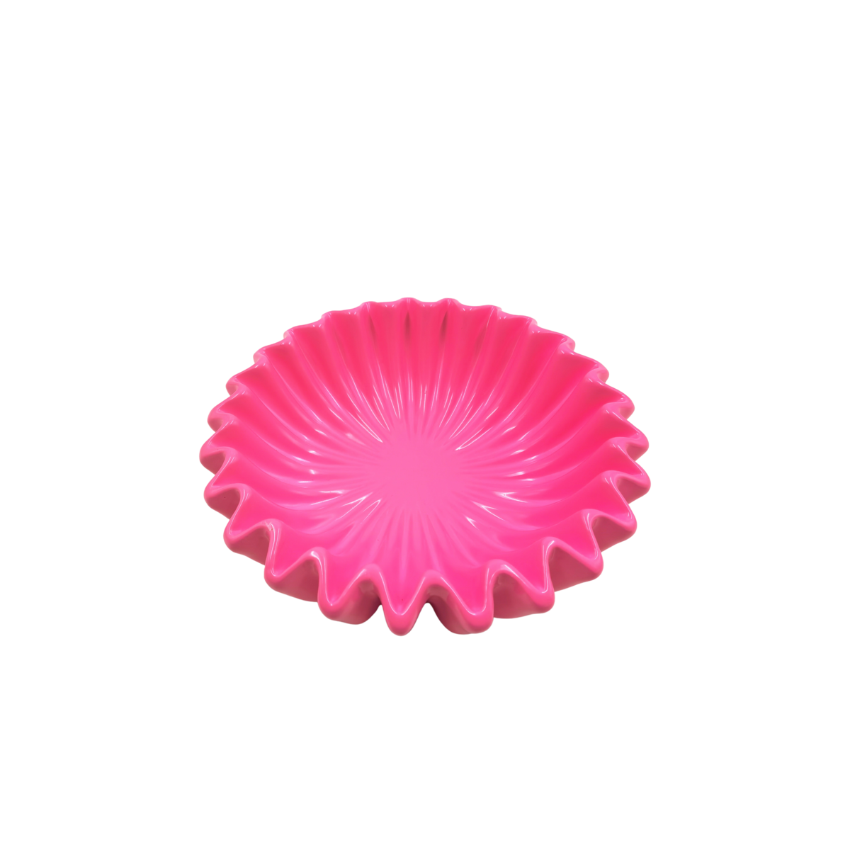 Bols- Bol Plissé - Céramique- Rose Fluo- 20x20x7cm