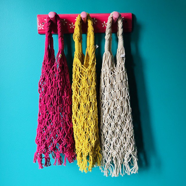 Sac Luna-Leena macramé blanc cassé - coton - fait main au Népal