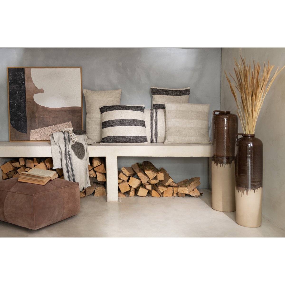 Poignée de vase J-Line - céramique - beige/marron - grand - 88,00 cm de haut