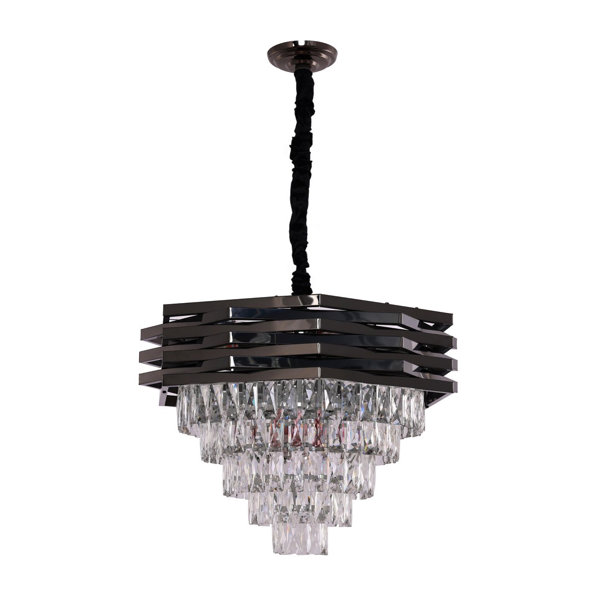 Lampe suspendue noire en cristal | 60 cm