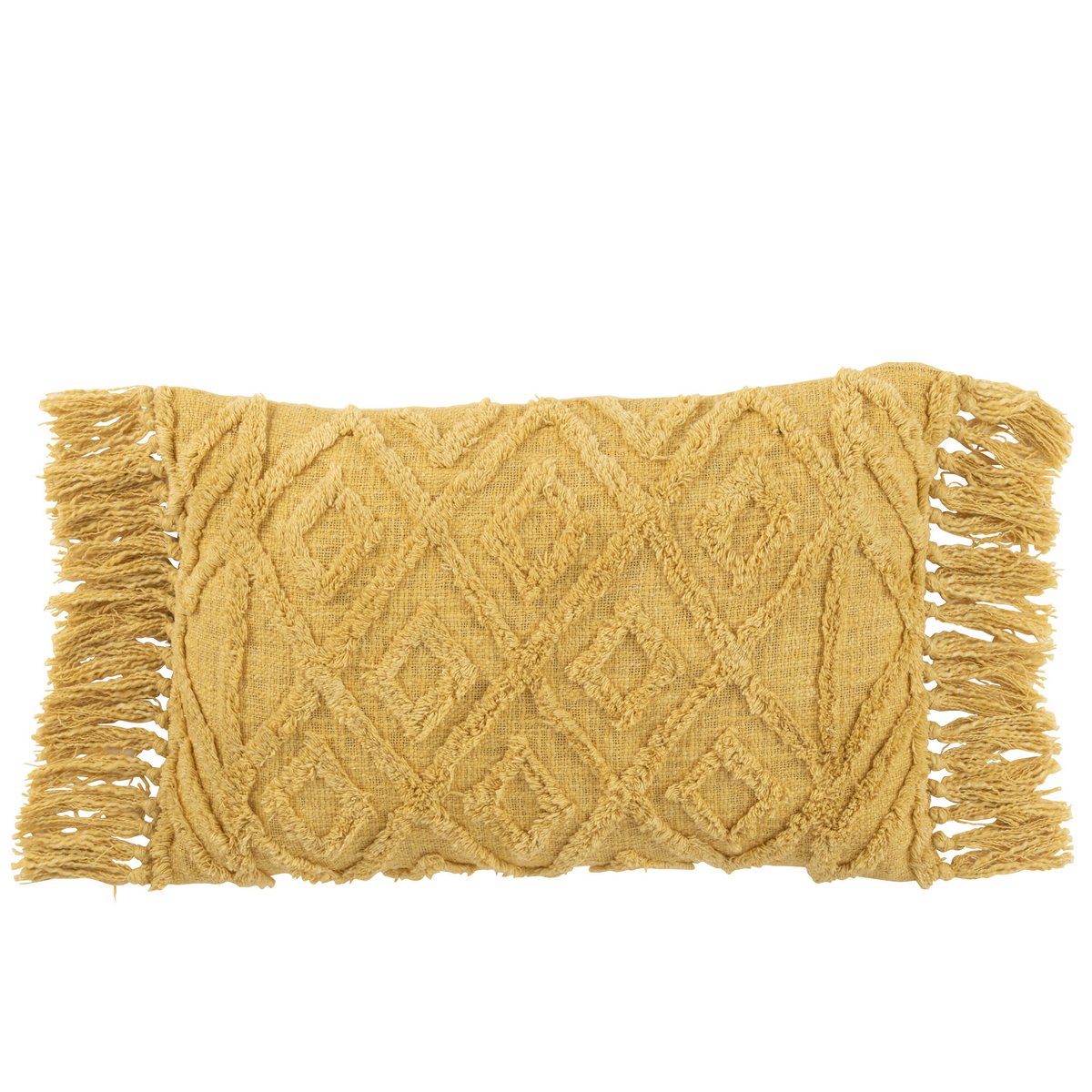 Coussin J-Line Pompon - coton - moutarde