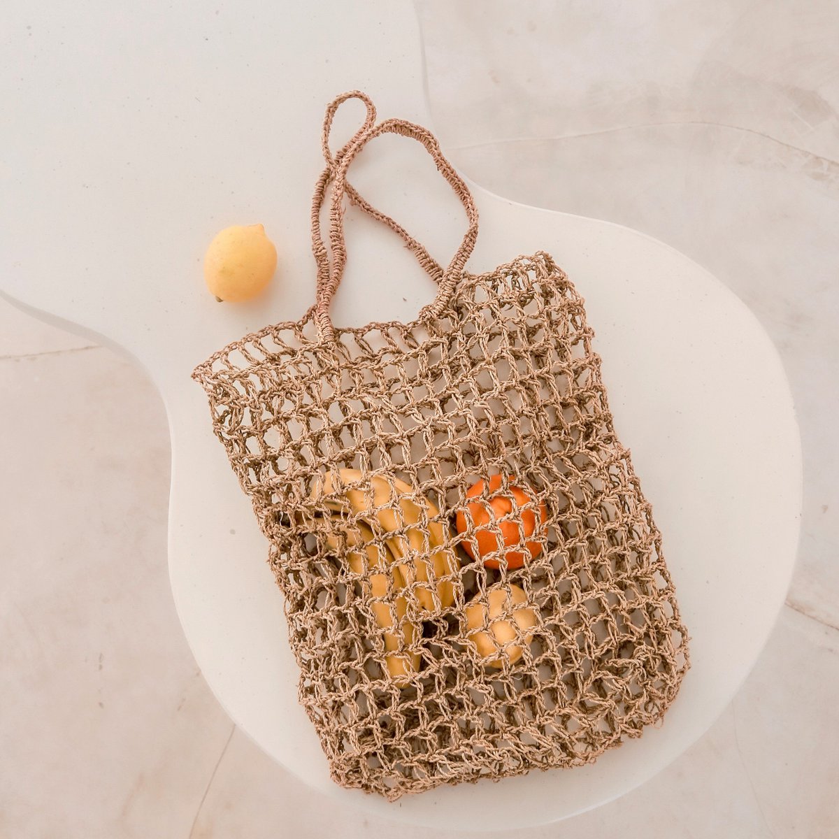 Sac à cordes en raphia | Sac d'épicerie réutilisable tissé à la main CANANG