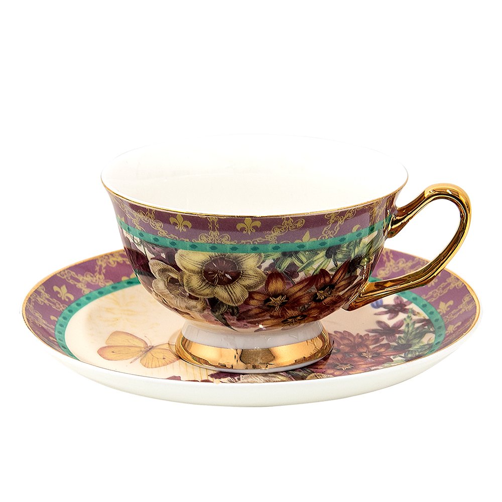 Tasse et soucoupe Violet 12x10x6 cm / ? 15x2cm / 200ml