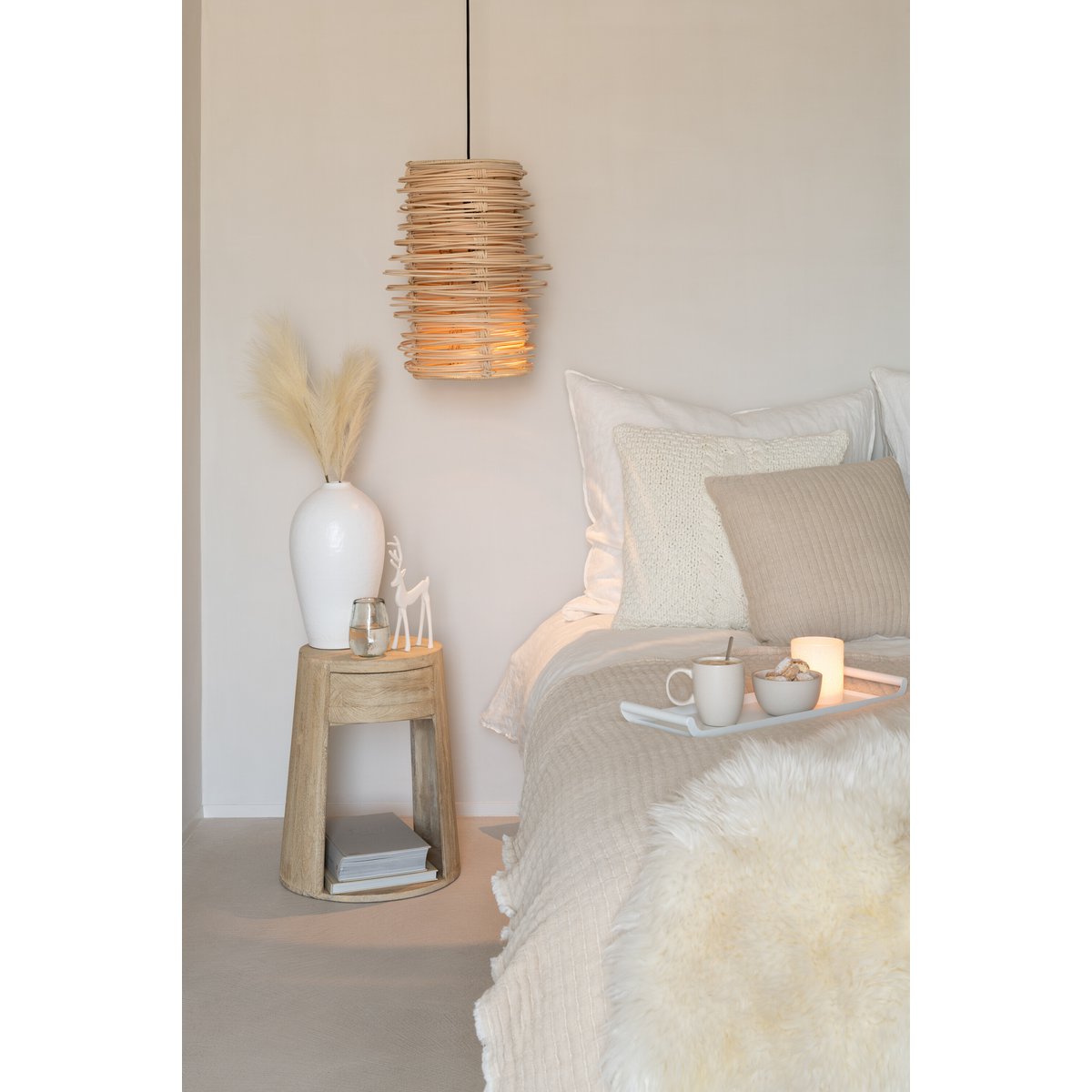 J-Line Coussin Rayures Coutures Coton/Polyester Gris
