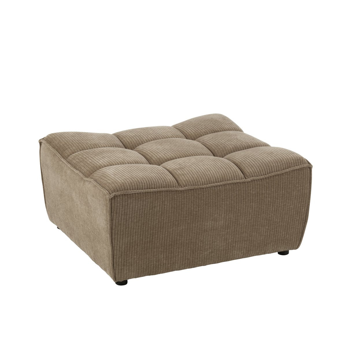 Pouf J-Line Grille Bois de Peuplier/Mousse Taupe Foncé