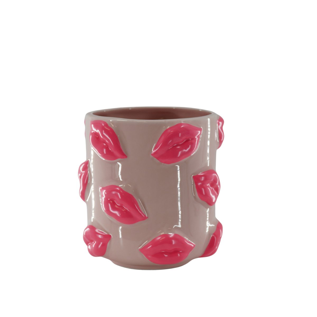 Pot - Bisous - Céramique - Rose - 17,5x17,5x17,5cm