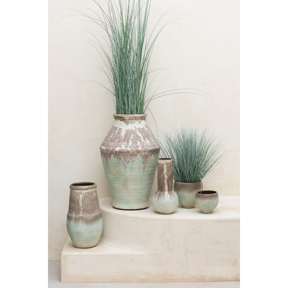 Vase J-Line Nice - céramique - aqua/gris - grand