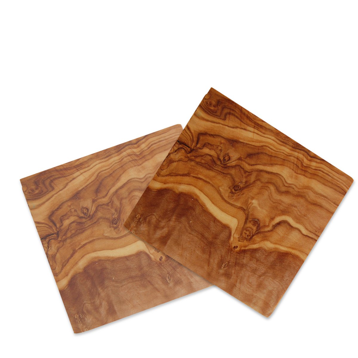 Lot de 6 dessous de verre carré 9 x 9 cm en bois d'olivier