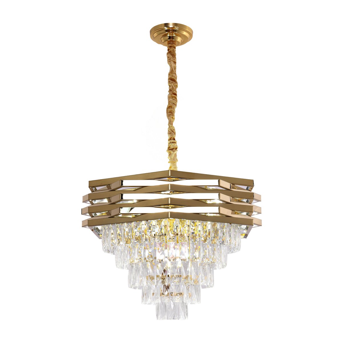 Lampe suspendue en or en cristal | 60 cm
