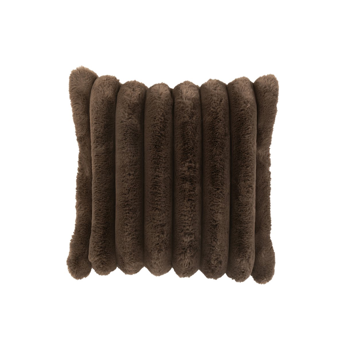 J-Line Coussin Large Velours Côtelé Polyester Chocolat