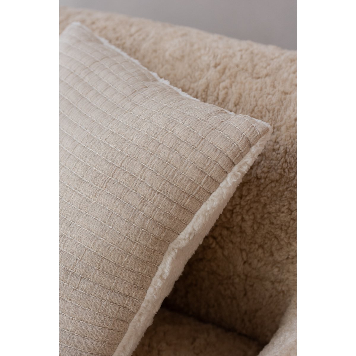 J-Line Coussin Rayures Coutures Coton/Polyester Gris