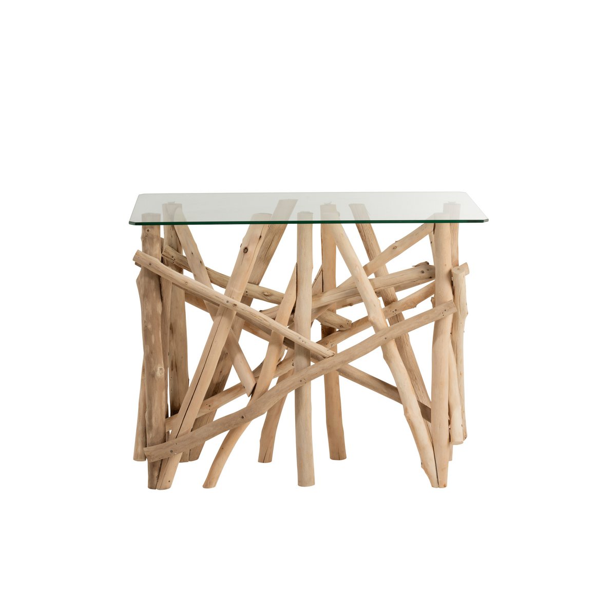 J-Line Console Rectangle Branches Bois/Verre Naturel