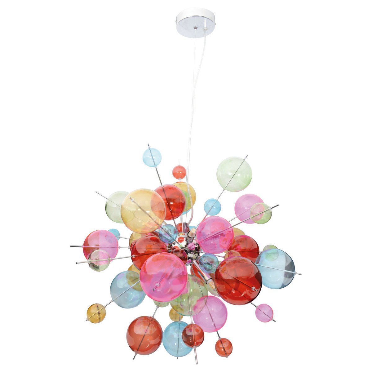 La lampe pendentielle "explosion" colorée en métal et en verre, versions G9, lampe suspendue pour salle à manger, salon, hall ou bureau, Øca. 65 cm