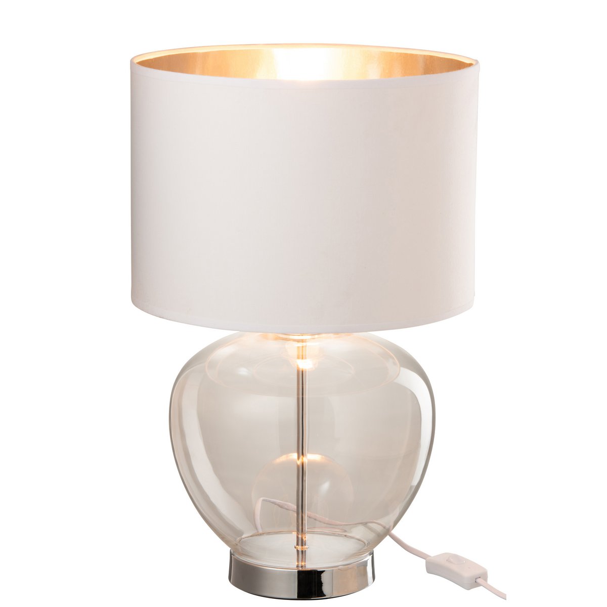 Lampe J-Line Verre Transparent/Textile Argent/Blanc