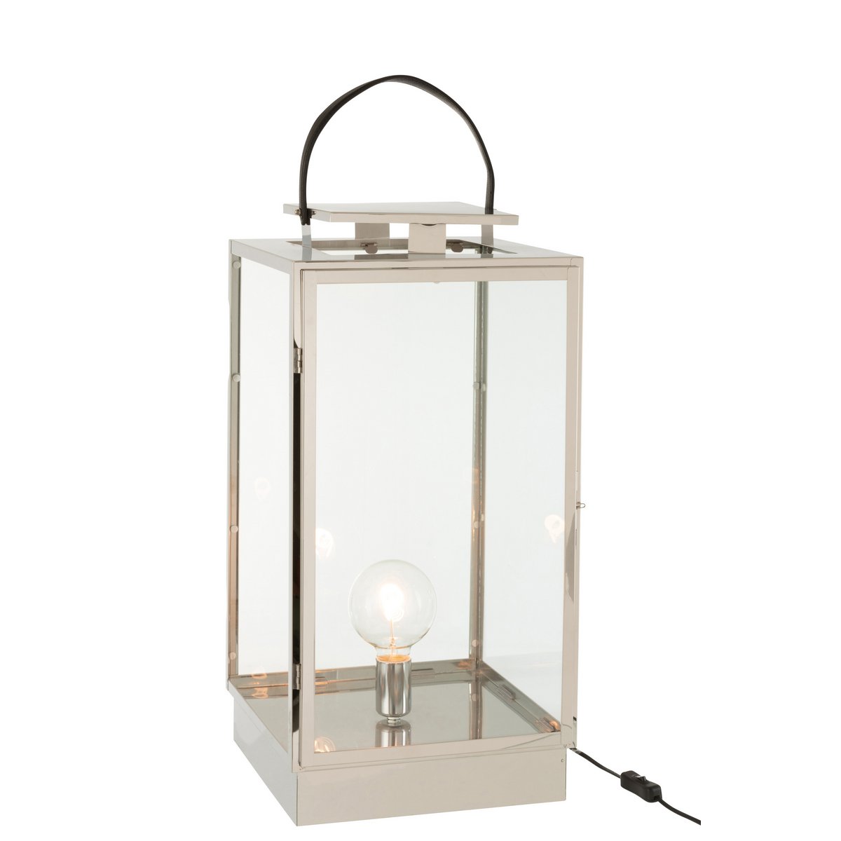 Lampe lanterne J-Line - métal/verre - argent