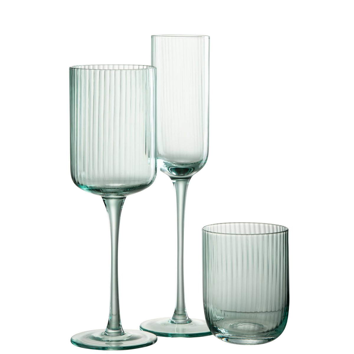 Verre à champagne J-Line Louise - verre - transparent/vert