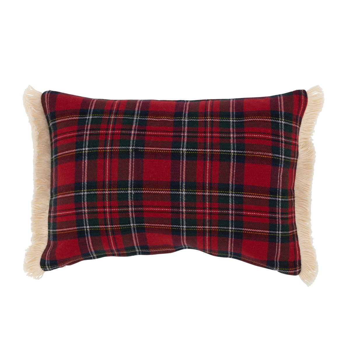 Coussin J-Line Check Bonheur - polyester - rouge/vert