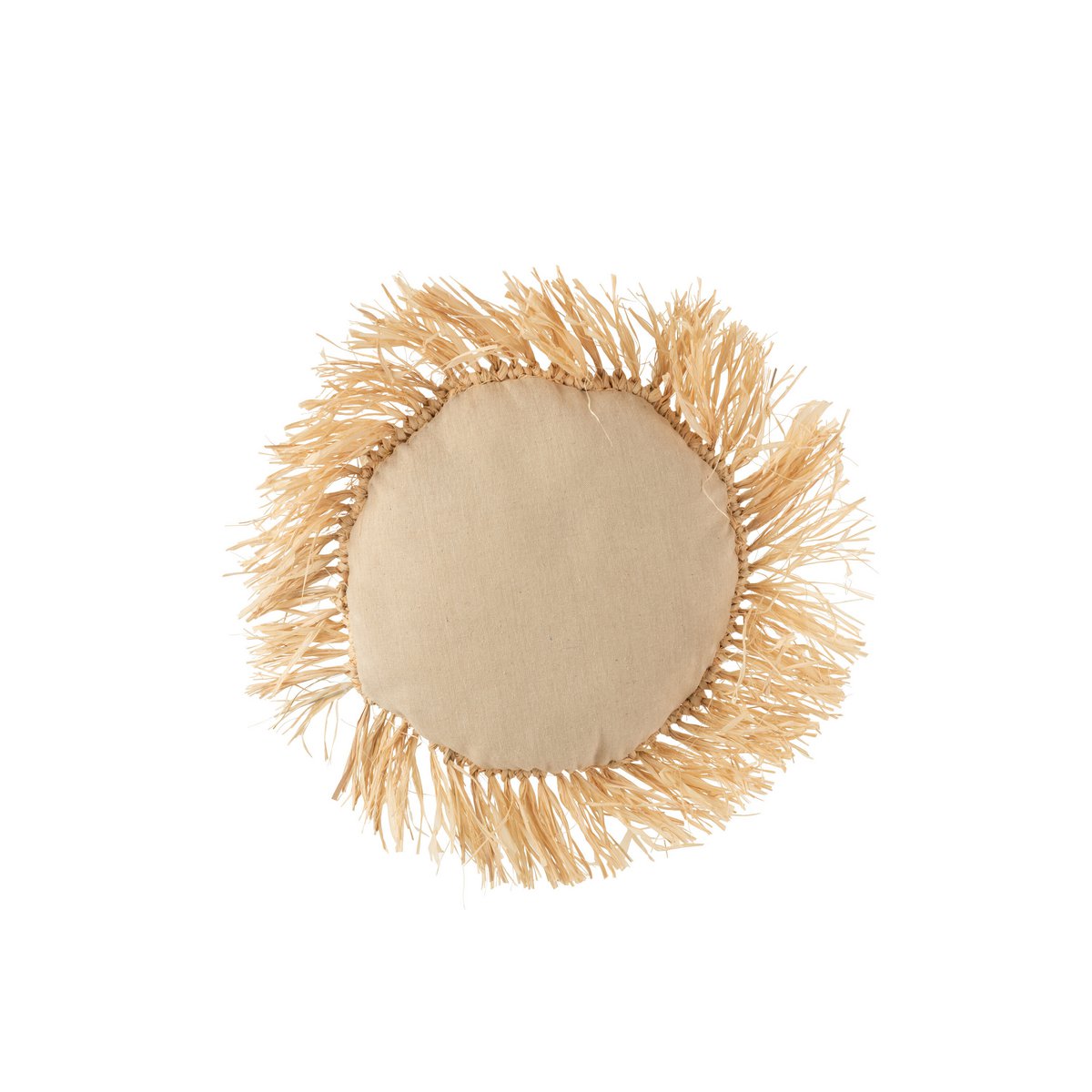 J-Line Coussin rond en roseau raphia - jute - naturel