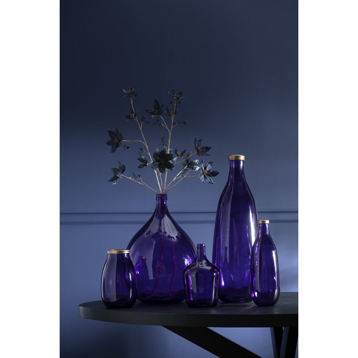 Vase J-Line Gold Border - verre - violet - moyen