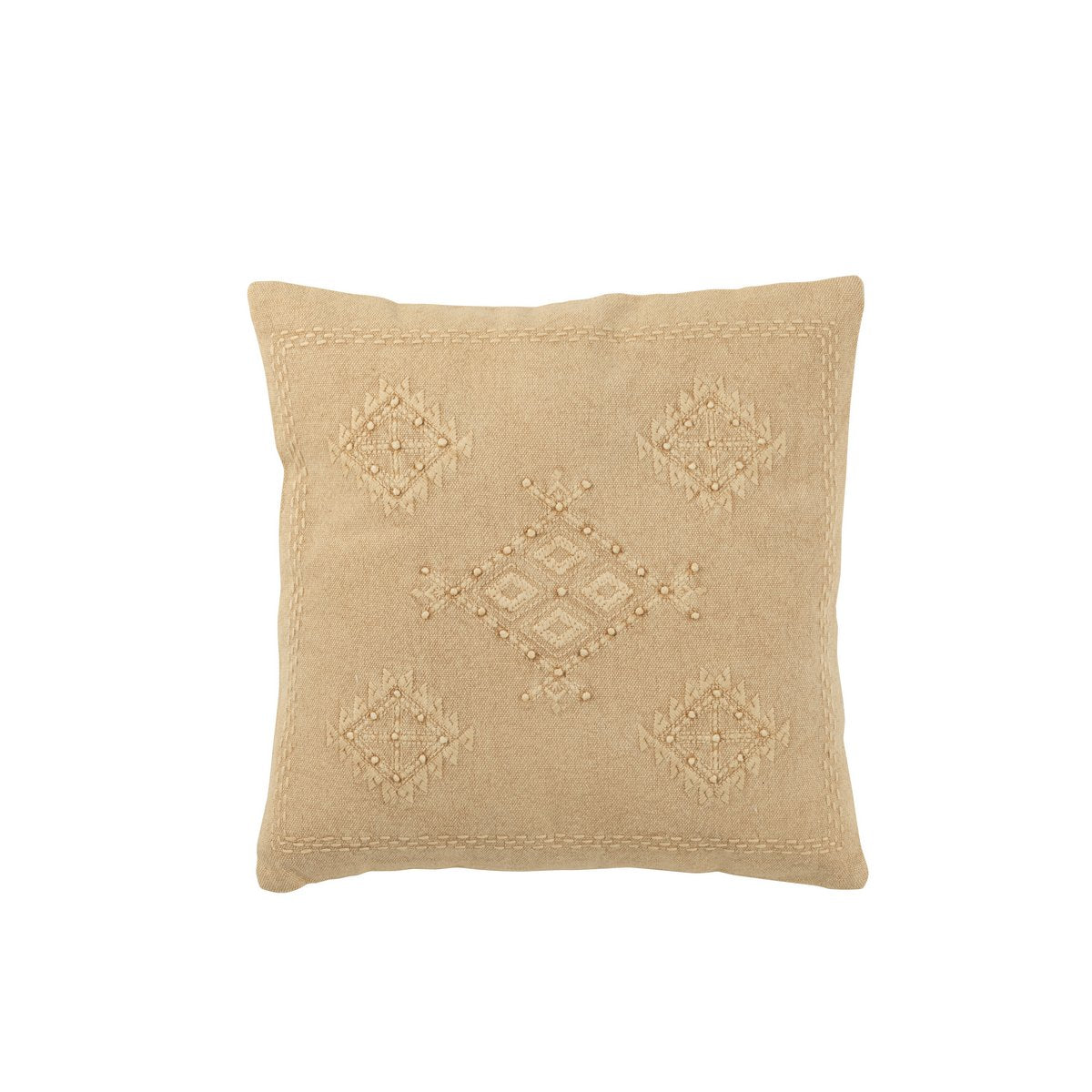 Coussin J-Line Broderie - coton - beige
