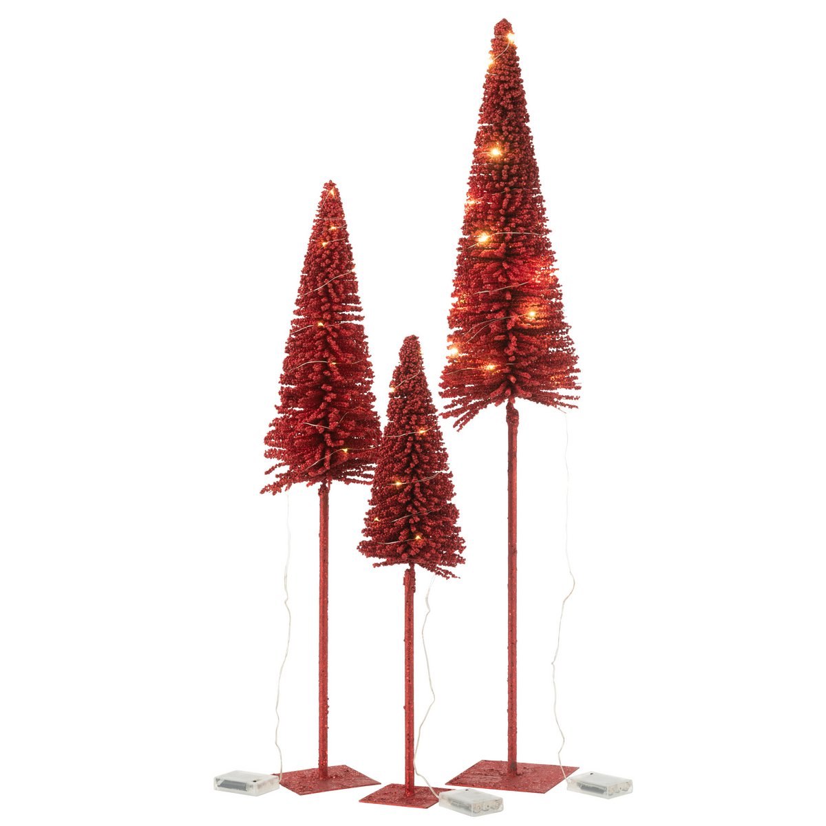 Sapin de Noël J-Line - plastique - rouge - lumières LED - grand