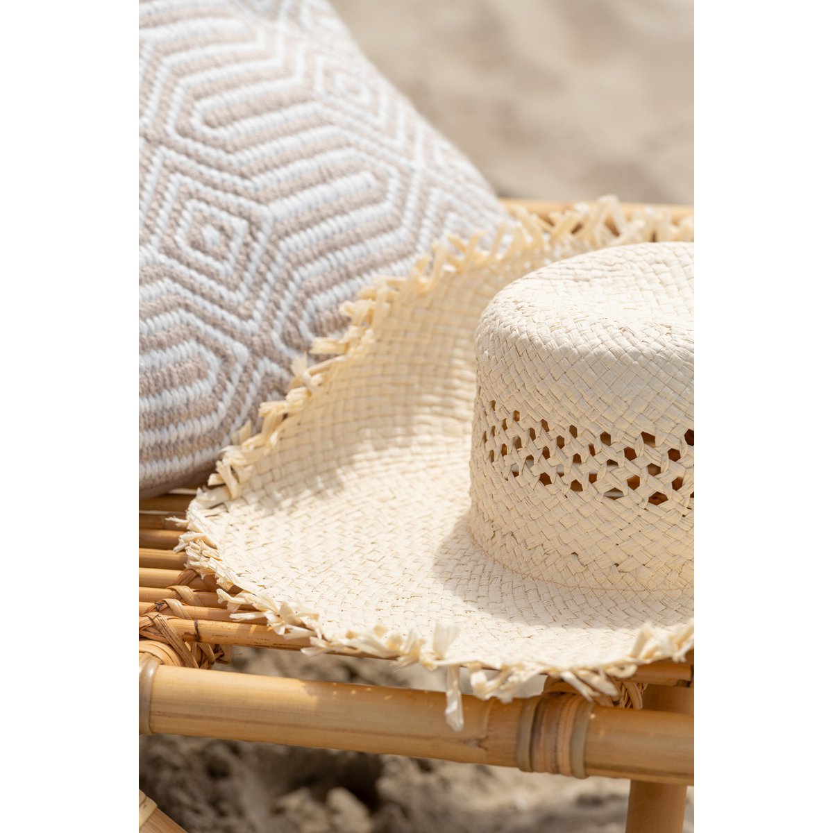 J-Line Lot Sac de Plage + Chapeau Papier Naturel