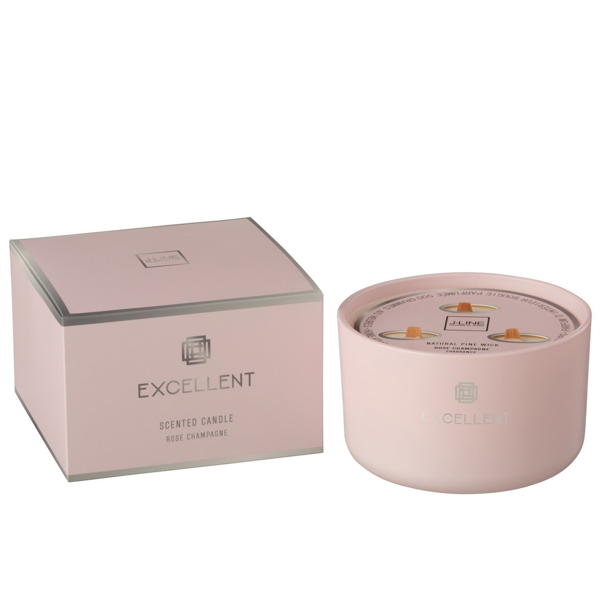 Bougie parfumée J-Line Excellent - verre - rose - grande - 40U