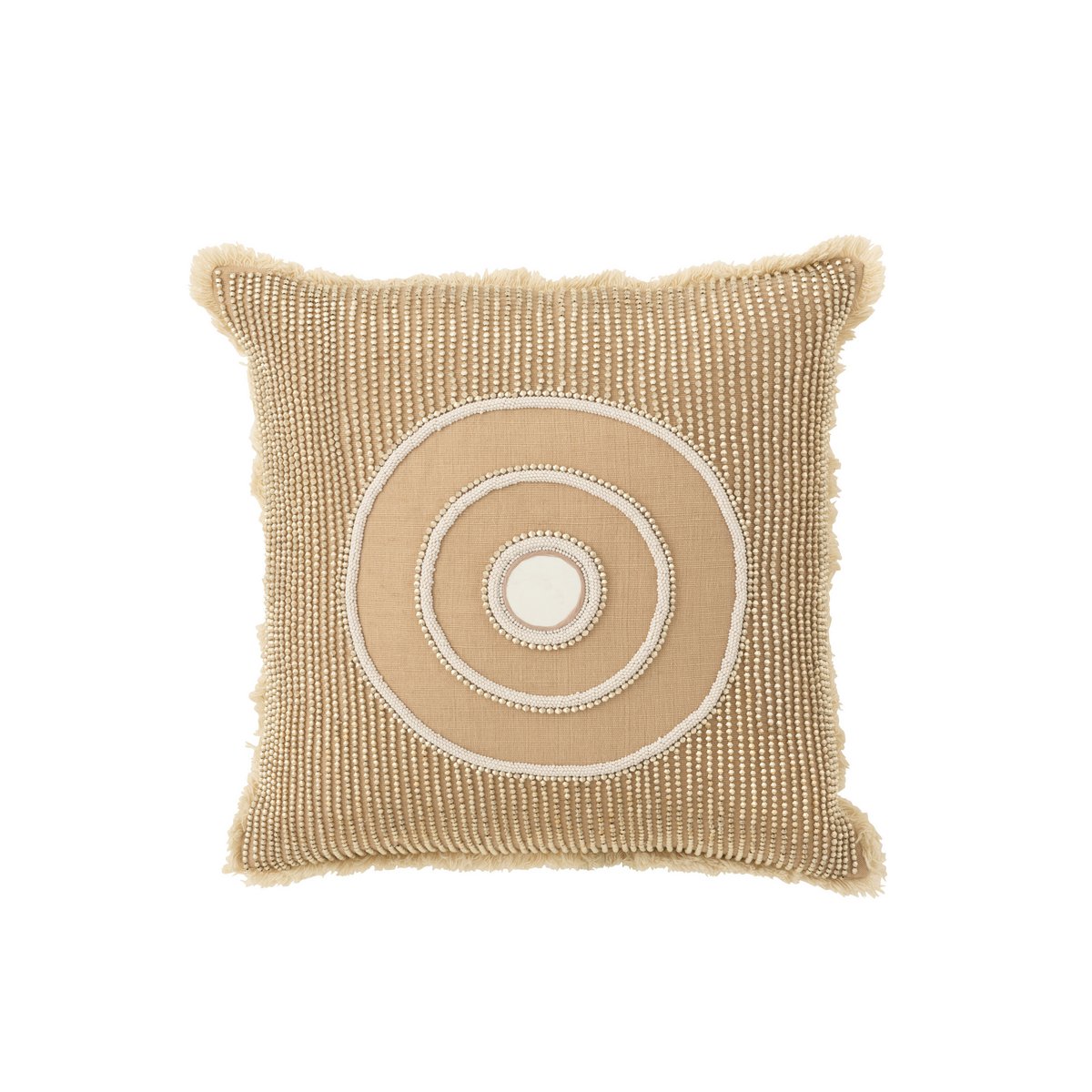 J-Line coussin Circle Ibiza - coton - blanc/beige