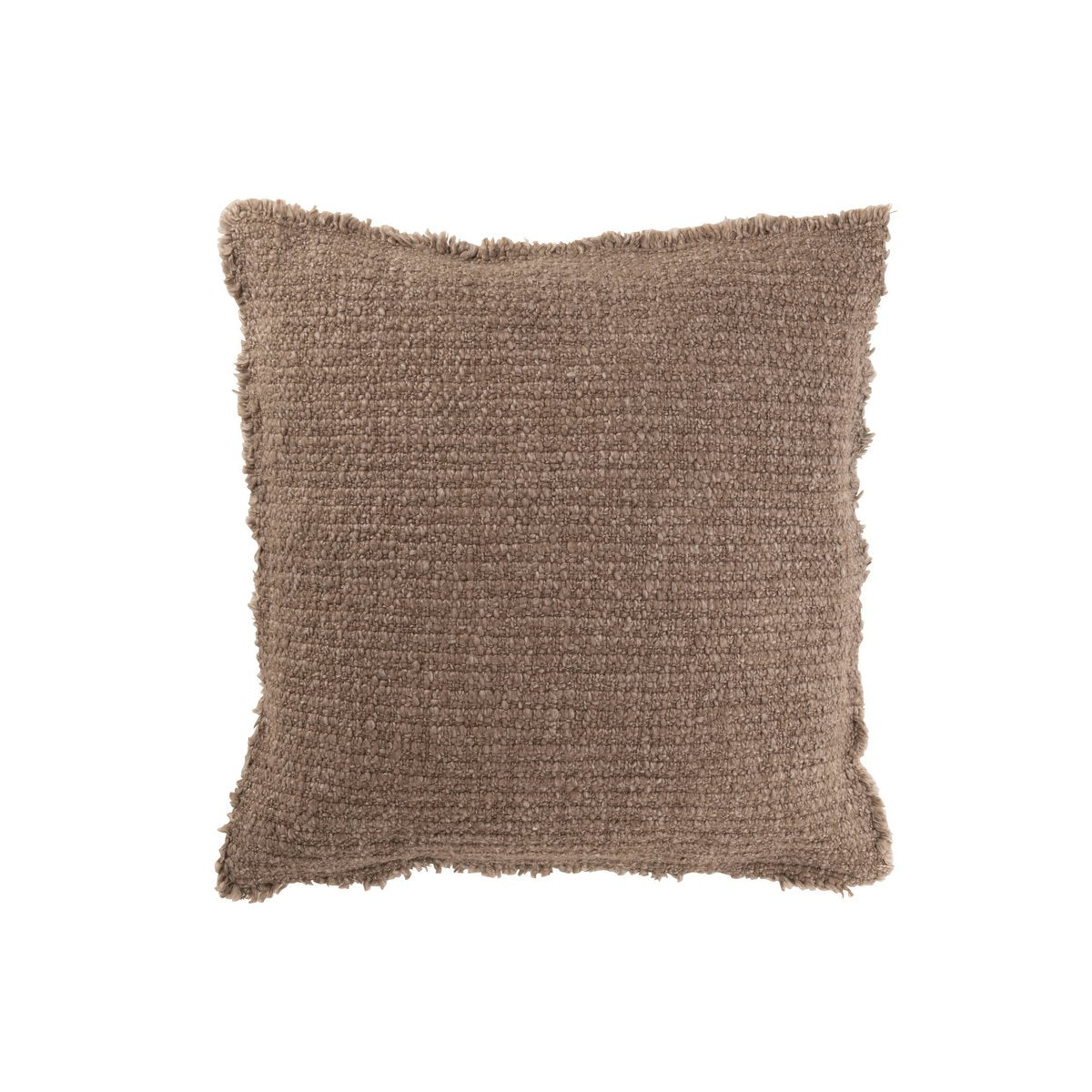Coussin J-Line Bords Effilochés Coton/Polyester Taupe