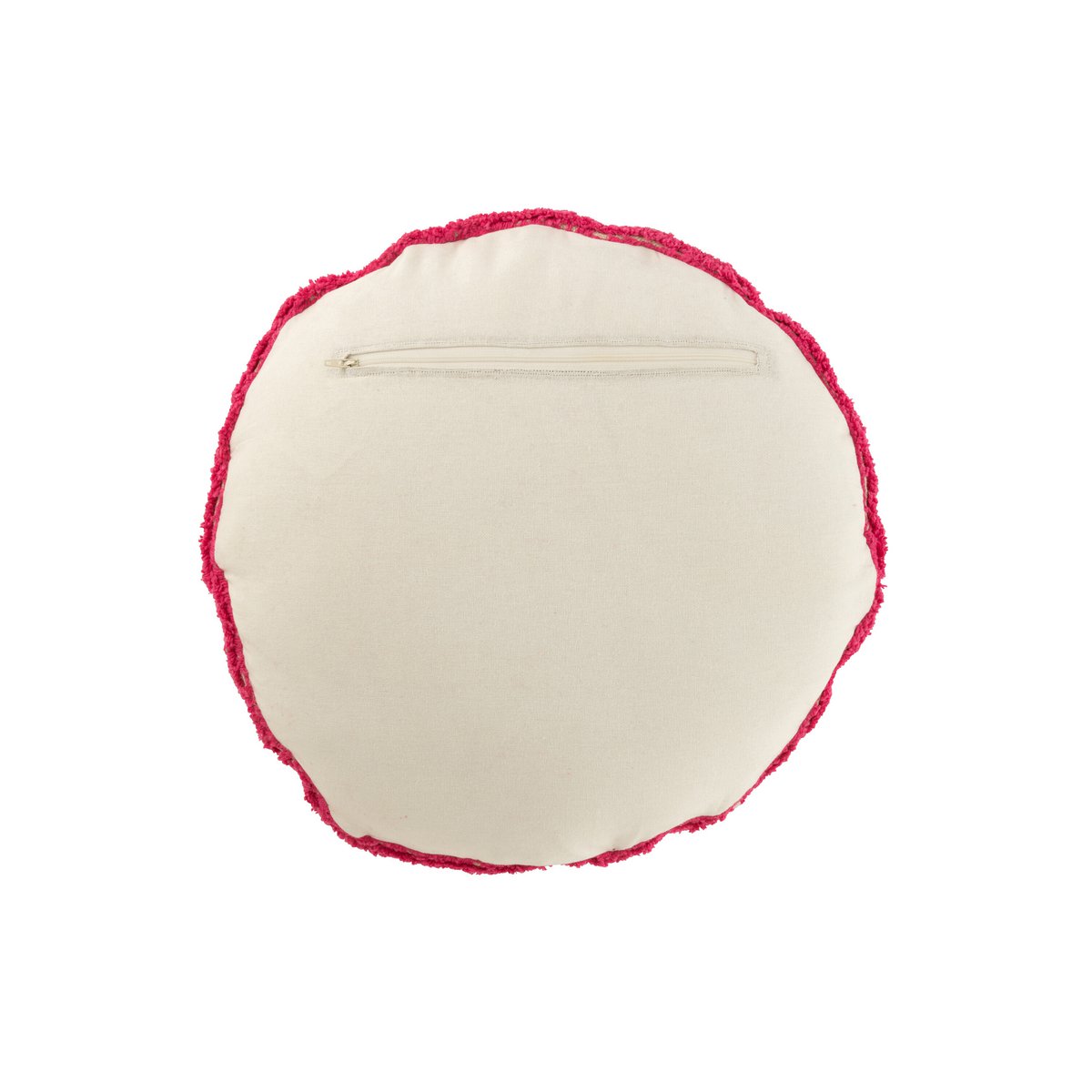 J-Line Coussin Smiley Tufté Coton Rose/Blanc