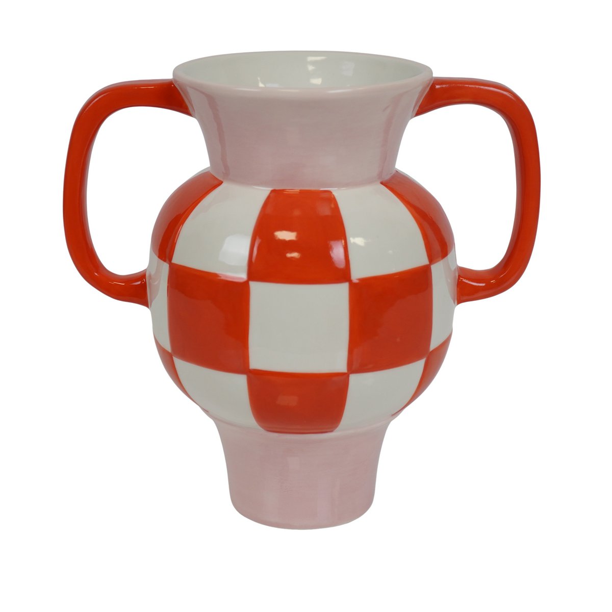 Vase - Pichet - Céramique - Orange/Rose - 22x14,5x22,5cm