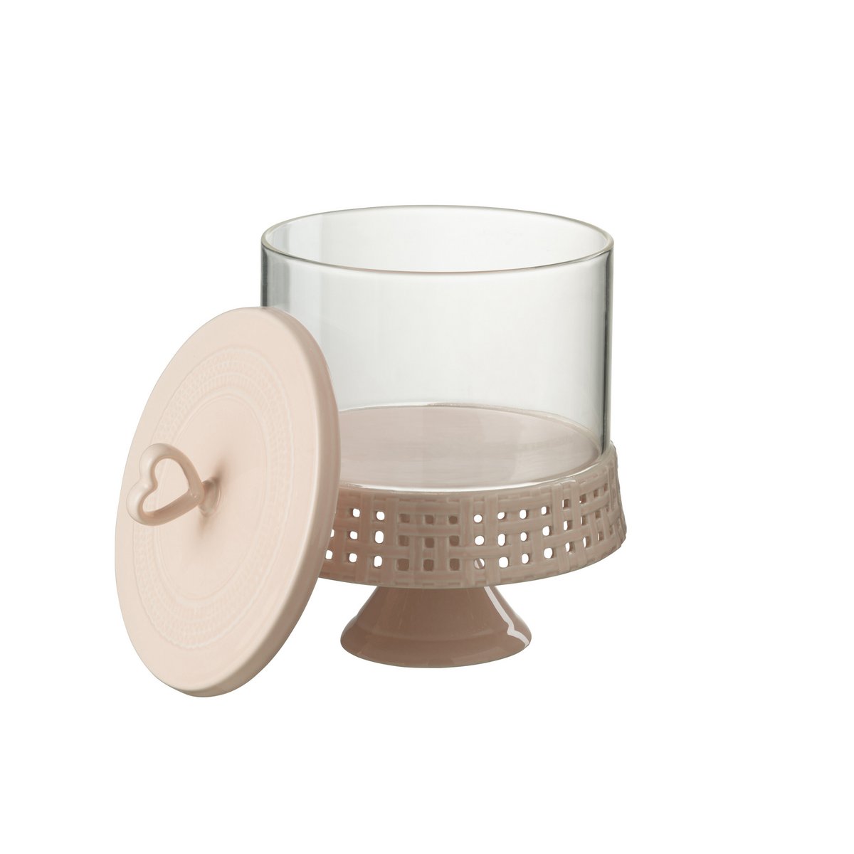 J-Line Assiette à gâteau sous verre - présentoir à gâteau - céramique - rose - L