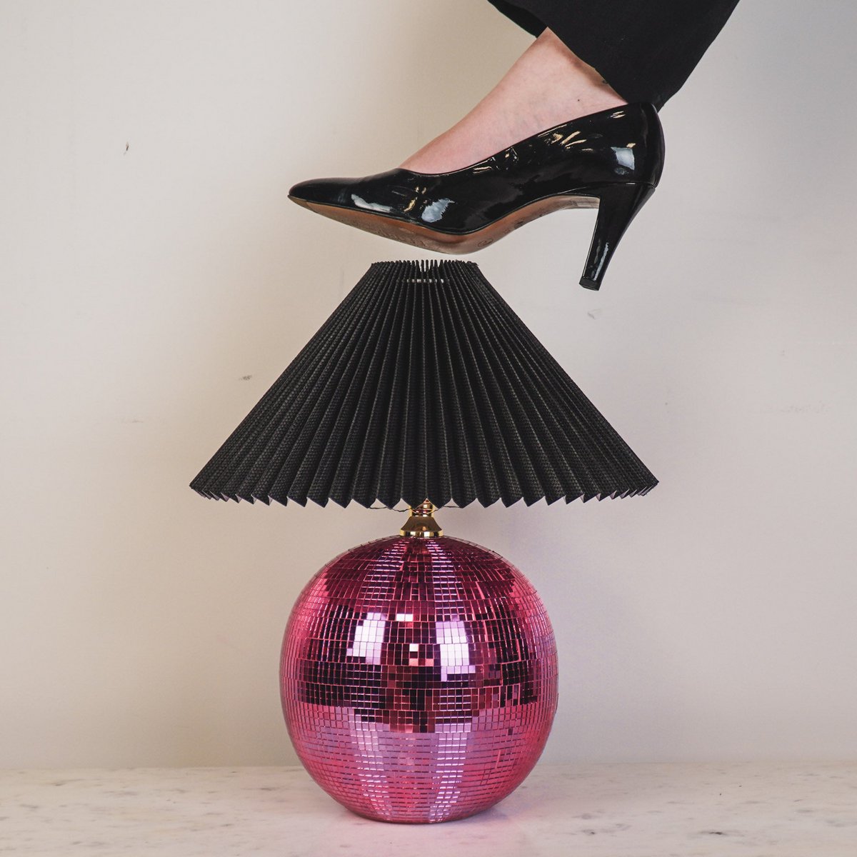 Lampe - Disco Ball - Glass - rose - 20x20x20cm