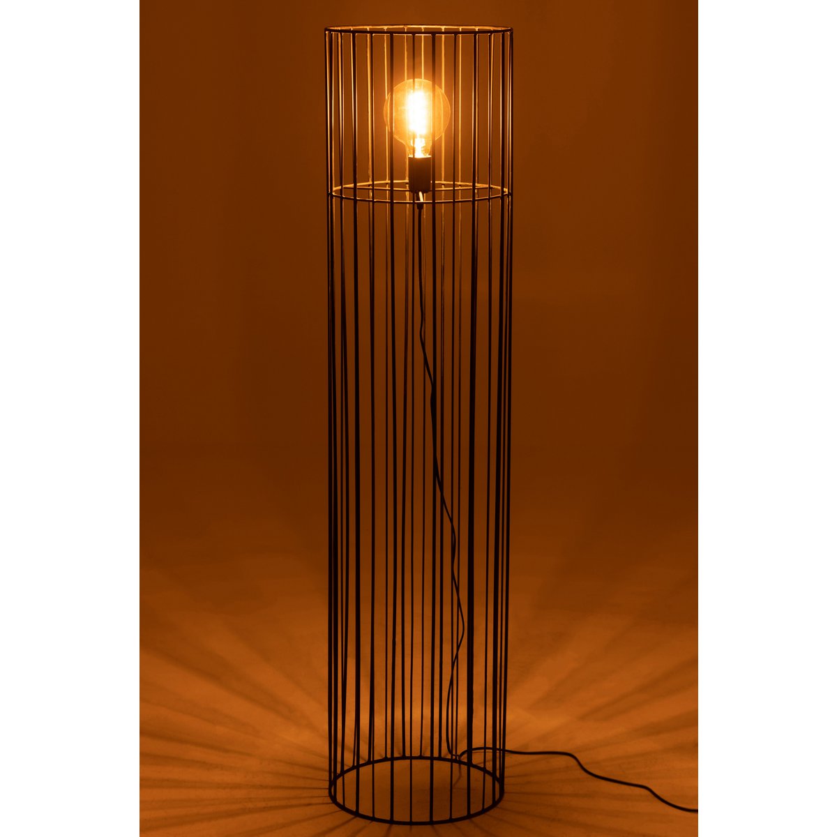 J-Line Lampe Sur Pied Ronde Métal Noir