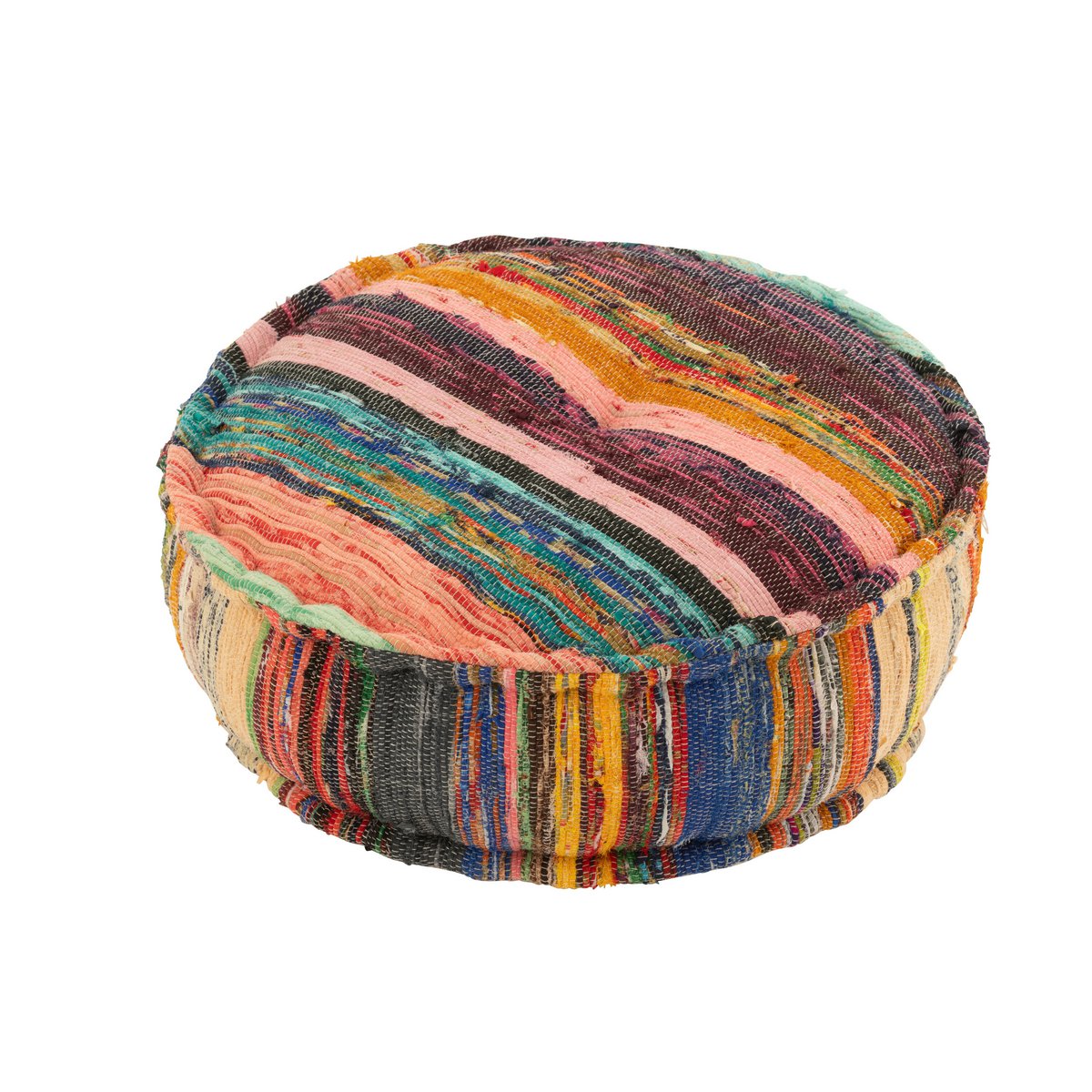 J-Line Pouf Chindi Rond Mélange Coton/Polyester