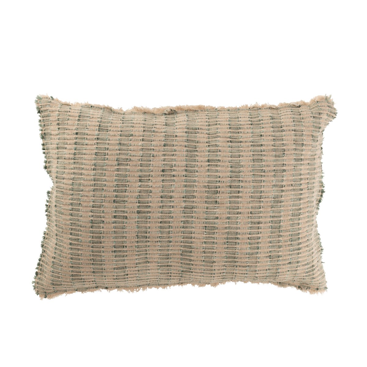 J-Line Coussin Texture Coton/Lin Vert/Beige