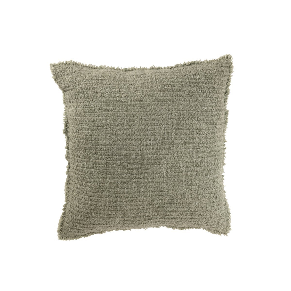 Coussin J-Line Bords Effilochés Coton/Polyester Vert